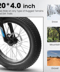 Fat Tire Mountain Bike For Kids 20x4 Inch With Dual Disc Brakes Suspension Fork 7 Speed All Terrain MTB Tire on varied terrains