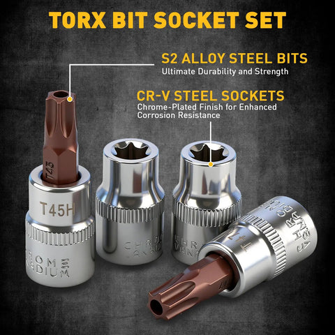 All In One Pro Grade Spark Plug Socket Set with Torx Bit Sockets, S2 Alloy Steel, CR-V Steel, T45H