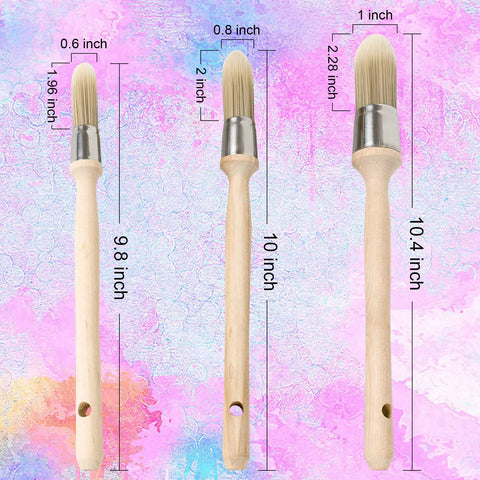 Three Pack Trim Painting Brush Set With 0.6 Inch, 0.75 Inch And 1 Inch Small Brushes For Edges And Walls, Easy Grip Wood Handles