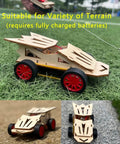 Rockin Build It Solar Car and Remote Control Kit for Kids Aged 8-12 displayed on grass, showing wooden material and red wheels.