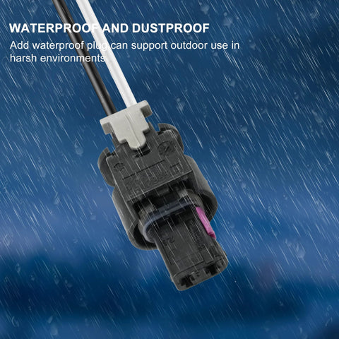 Close-up of waterproof 2 Pin Fuel Injector Connector And VVT Solenoid Pigtail Harness for Audi A3 A4 A5 Q5 Beetle Jetta VW.