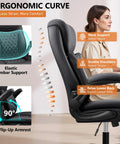 Side view of Ergonomic Office Chair With 3D Dynamic Lumbar Support For Lower Back Pain Relief Leather Executive Desk Chair in use.