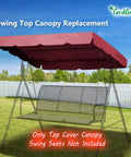 77x43 Swing Canopy Replacement Cover Burgundy Garden Patio Outdoor Top For Porch Swing With Scalloped Edge installed