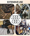 Collage showing Seven Size Bike Headset Spacers Set for Mountain and Road Bikes with Extensive Use in cycling setups.