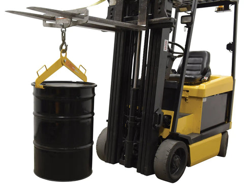Rock Solid Vertical Drum Clamp Built For Heavy Hauling And Quick Gripping Up To 1000 Lbs Steel Barrels With Iron Grip Clamps That Lock Closed Or Open Heads Secure While Loading Overpacks And Rolling Across The Warehouse Floor