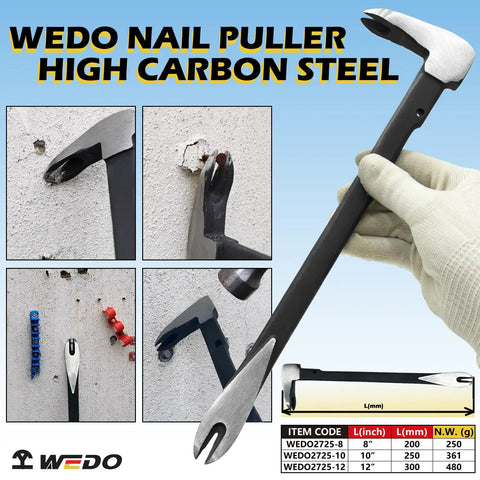 Heavy Duty 8 Inch Pry Bar Nail Puller High Carbon Steel Crowbar Flat Pry Bar Cat Paw Nail Remover for Home Remodeling Display