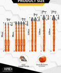 BGTEC 10-piece masonry drill bit set with carbide tips, sizes 3/16 to 1/2 inch, orange-coated shanks