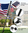 3x5 US Flag Pole Kit With Heavy Duty 5ft Tangle Free Flagpole And Weather Resistant Embroidered American Flag