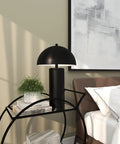 Black Metal Table Lamp With Dome Shade Modern Living Room Accent Light Durable Iron Construction 14x14x22 Inches Sleek Minimalist Design Great For Bedroom Desk Sofa Table on bedside table