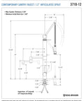 Contemporary Gantry Kitchen Faucet Built Tough With Smooth Glide Actions Polished Nickel diagram with detailed specs and measurements.