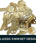 Premium Brass Kw1 Uncut Key Blanks Pack Of 50 for home and professional use, durable brass construction, top view.