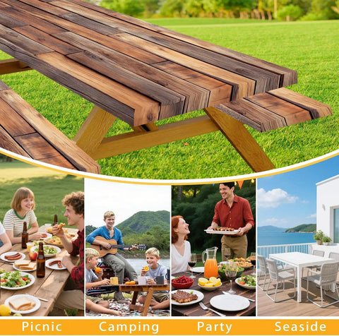 Beast Waterproof Outdoor Picnic Table Cover With Bench Covers 3 Piece Set Reusable Elastic Fitted Drawstring Bag for RV Camping