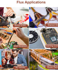 Desoldering Wick Braid And Solder Flux Paste No Clean For Electronics Repair On PCBs Soldering And Rework Tool Set usage examples