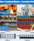 8 Position Terminal Block Kit With Ground Blocks And Screw Terminals, Pluggable Distribution Terminal Blocks With Cover image