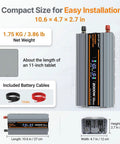 Beast Mode 2000W Power Inverter 4000W Peak Convert 12V DC To 120V AC With Bright LCD Screen compact size for easy installation.