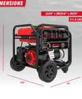Powerful 5000 Watt Gas Portable Generator With 223cc OHV Engine CO Sensor Shutoff, dimensions 24x23.6x24 inches, black frame