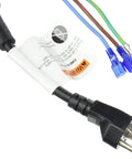 Close-up of Black Three Wire Cord Pigtail With Nut And Washer In Grommet Replacement Part Beefed Up For Vacuum Cleaners