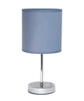 Mini Chrome Base Table Lamp with Fabric Shade in Periwinkle Purple for Living Room Bedroom or Office modern cozy decor