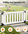 Heavy Duty Sliding Gate Kit With Anti Sag Fence Hardware Roll Wheels And Latch Universal Corner Braces For 1 To 2 Inch Wood Gates Smooth And Quiet Rolling Easy DIY Installation on white wood gate