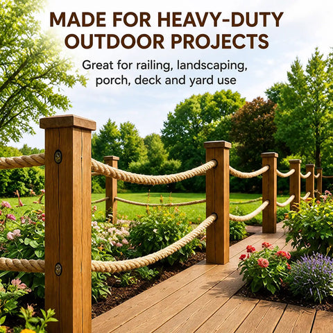 Heavy Duty Manila Rope One And A Quarter Inch By 100 Feet Natural Jute Rope for railing in outdoor landscaping project