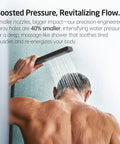Man using Matte Black 10 Inch Rain Shower Head With Handheld Spray Shower System, wall mounted, boosting water pressure