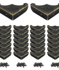 Skip The Repair Bills Heavy Duty Metal Box Corner Protectors 1.5 Inch antique brackets with screws, 30 pack for furniture safety.