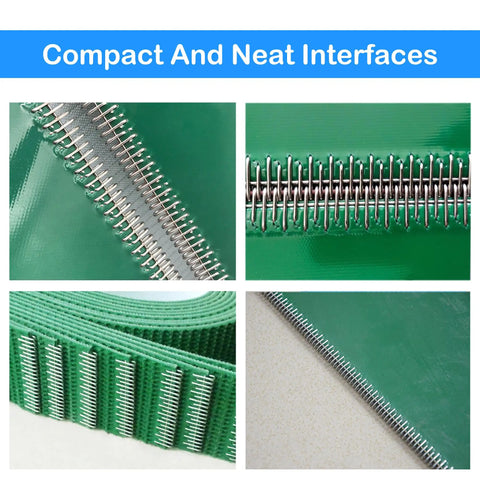 Close-up of 12 Inch U1 Conveyor Belt Splicer with stainless steel wire hooks and PVC joint buckles showing compact and neat interfaces.