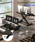 36 Inch Standing Desk Converter Riser With Smooth Spring Lift System for Sit Stand Workstation, dual monitors, desk setup