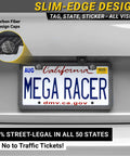 Fresh Black Carbon Fiber License Plate Frames Two Pack Slim Heavy Duty Auto Accessories Truck Car Universal Drop In Fit Street Legal Badass Vanity Upgrade with visible license plate and design caps.