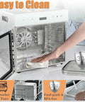 Top Shelf Electric Food Dehydrator Delivering Hella Steady Airflow For Smooth Jerky Fruit Vegetable Herb Drying And Long Lasting Storage With Massive Stainless Steel Trays, showcasing easy-to-clean interior and dishwasher-safe trays.