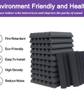 No Nonsense Heavy Duty 2X12 Acoustic Foam Squares And Soundproofing Bricks in black, stacked for sound absorption and echo reduction.