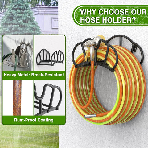 Heavy Duty Garden Hose Holder Wall Mount With Dual Support To Prevent Wobble Holds Up To 125 Feet Of Hose Metal Storage Reel Rack