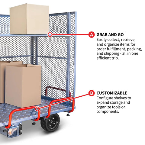Heavy Duty Electric Stock Picker Cart With 880 Pound Load Capacity For No Sweat Warehouse Moving And Commercial Storage Hauling Battery Driven Material Handler That Works Like A Charm