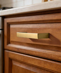 Ten Pack Square Champagne Bronze Cabinet Pulls Three And Three Quarters Inch Solid Metal Drawer Handles For Your Kitchen Reno Cabinets 96mm Center To Center Durable Metal Hardware on wooden drawer