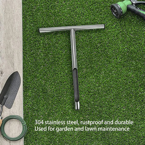 Stainless Steel Soil Sampler Probe With 12 Inch T Handle For Quick Core Sampling on grass, showing durable 304 stainless steel tool.