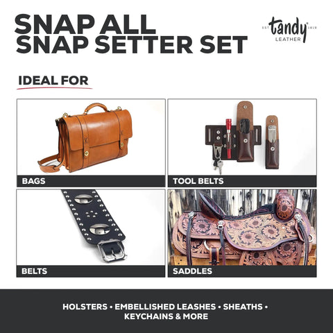 Leather Snap Setter Kit For Clean Consistent Installations At Home DIY Ready Tools For Belts Wallets Bags And Apparel Repairs