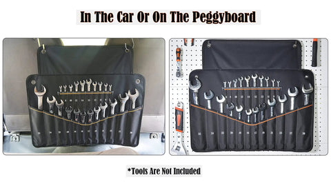 22 Pocket Wrench Tool Roll For 0.25 To 1.25 Inch Wrenches, Roll Up Set Holder Bag, Wrench Sleeve Wrap And Pouch, Space Saving Organizer For Mechanics, Portable, Durable, Easy Access, Tools Not Included