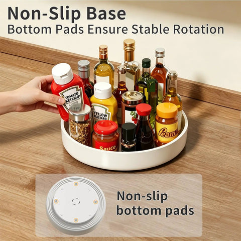 Boost Your Pantry Game With This 11 8 Inch Lazy Susan Turntable Game Changer featuring stable non-slip base with condiments organized.