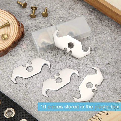 Hook Blade 30 Pack, Carbon Steel Utility Blades For Roofing And Carpet, Durable Razor Blades In A Plastic Box For Sharp Trim And Cutting, Heavy Duty Replacement Blades For Pro Jobs. 10 blades in plastic box