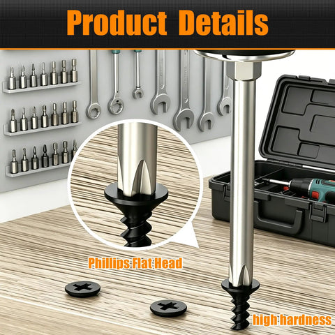 1020 Piece High Hardness Wood Screws Assortment Kit With 13 Sizes For Wood And Drywall Galvanized Phillips Flat Head Set Size Six