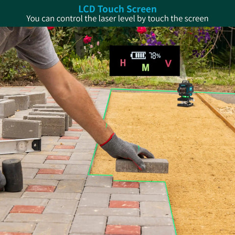All In One 360 Degree Self Leveling Laser Level Kit With Receiver Tripod And Grade Rod Touch Screen Remote Control 16 Lines 2 Batteries Pro Grade For Construction And Home Renovation, paving layout