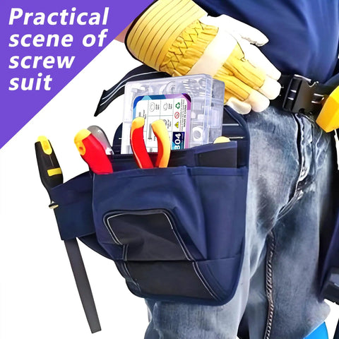Premium 304 Stainless Steel Hex Bolt Nut Washer Assortment Kit in tool storage pouch for DIY and auto repair.