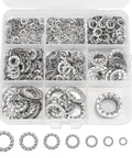 Internal Tooth Star Lock Washers Kit 304 Stainless Steel Assortment With 485 Pieces In 8 Sizes M2.5 To M12 in clear case