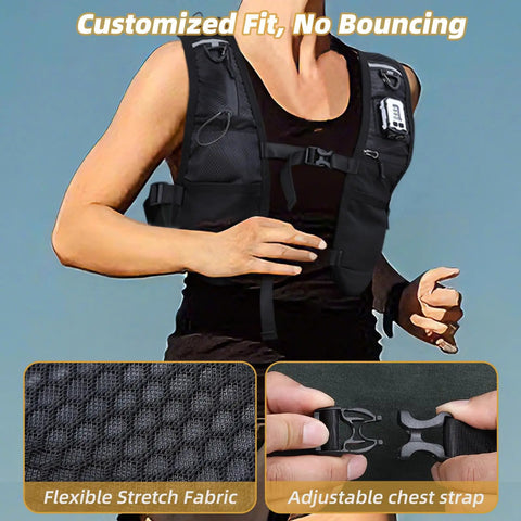 Lightweight Hydration Running Vest Pack With Adjustable Chest Straps And Front Pockets For Easy Hydration On The Go Ideal For Running Cycling And Hiking Front Straps Fit 500 Milliliter Bottles And No Bounce