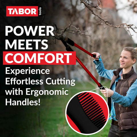 Bypass Lopper 28 Inch Tree Trimmer With 1.25 Inch Clean Cut Capacity used by person for easy pruning on tree branch