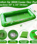 Soccer Themed Inflatable Serving Bar For Pool Parties And Tailgates 53 inch floating cooler and buffet tray in green