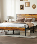 Built Different Full Size Platform Bed Frame With Solid Wood Headboard And Footboard Heavy Duty Steel Slats Holds 800 Lbs in a modern bedroom setting.