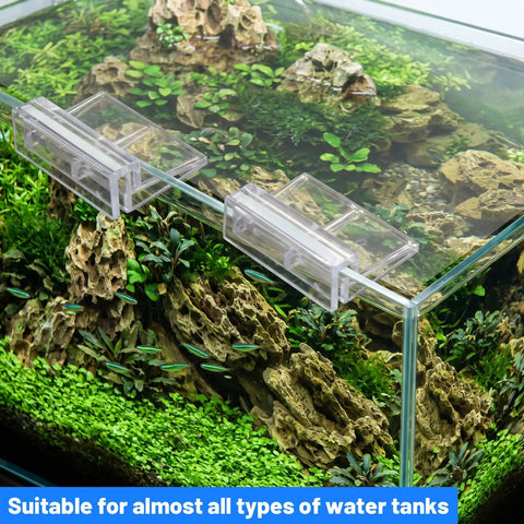 Lock Down 8 Pack Clear Acrylic Aquarium Lid Clips Rock Steady Fish Tank Cover Holders for rimless glass tank setup.