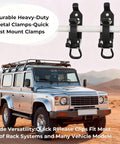 Rugged Metal Rubber Shovel Mount for Roof Rack and Truck Bed with quick release clamping system and stainless steel brackets
