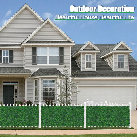 Lifelike Artificial Greenery Wall Roll 48 By 120 Inches Privacy Screen For Indoor And Outdoor Use UV Resistant Faux Ivy Leaves Fence Panels in garden setting